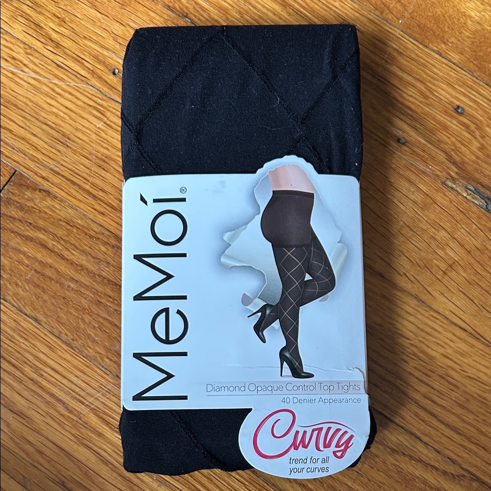 MeMoi Black Diamond Opaque Control Top Tights